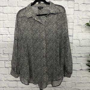Topshop Sheer Star Print Button Down Shirt